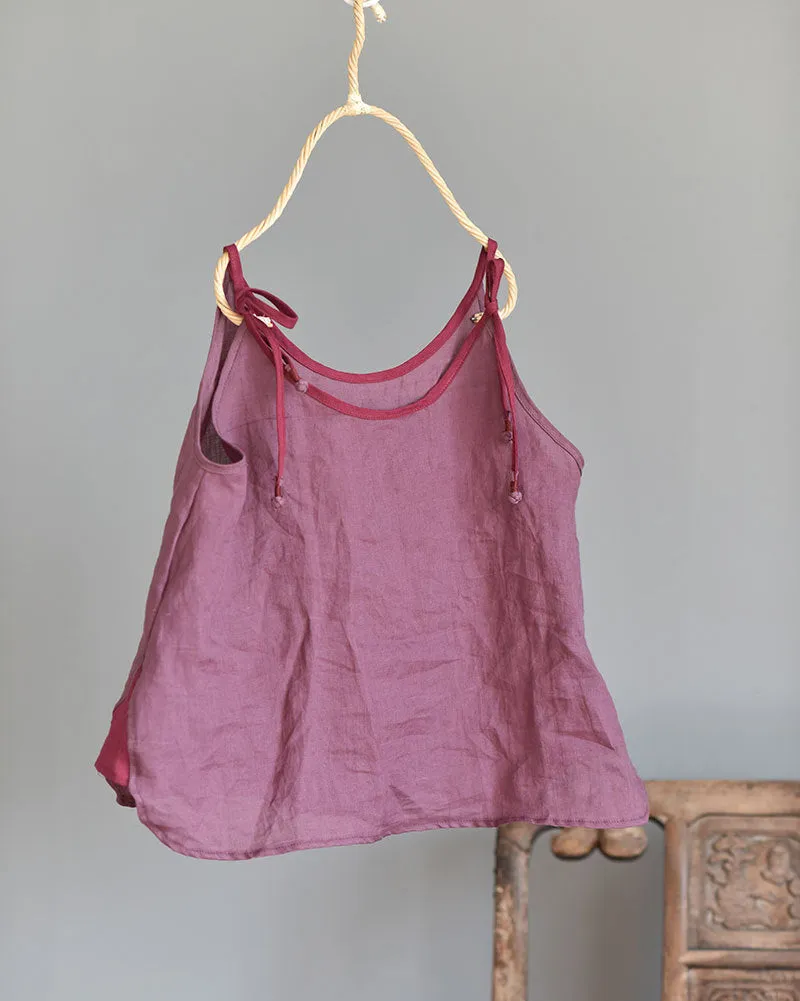 Strappy Contrast Ramie Blouse