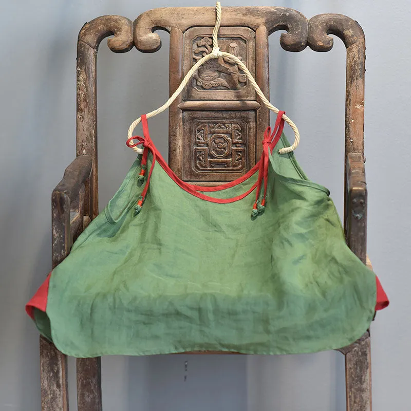 Strappy Contrast Ramie Blouse