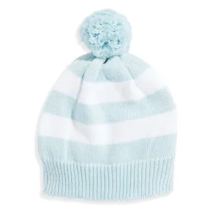 Striped Knit Hat -- Light Blue/Blue Stripe