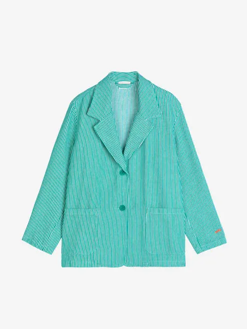 Striped Twill Blazer | Green Stripe