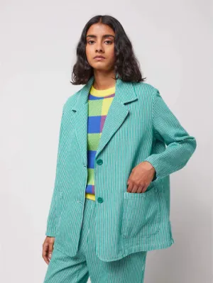 Striped Twill Blazer | Green Stripe