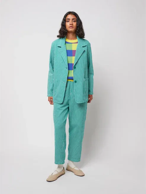Striped Twill Blazer | Green Stripe