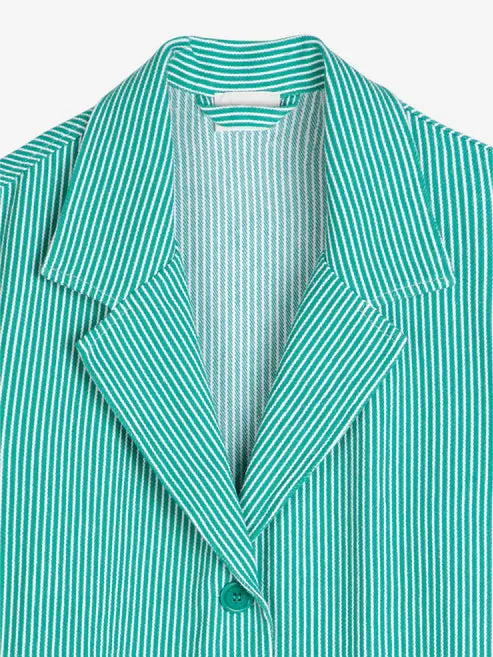 Striped Twill Blazer | Green Stripe