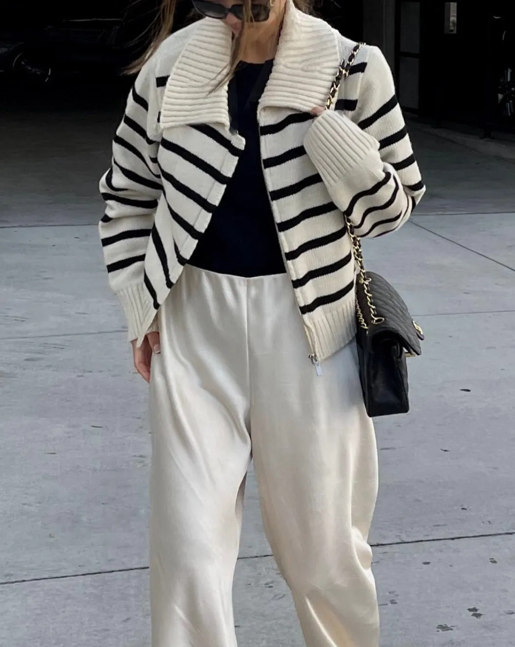 Striped Zip Cardigan Sweater