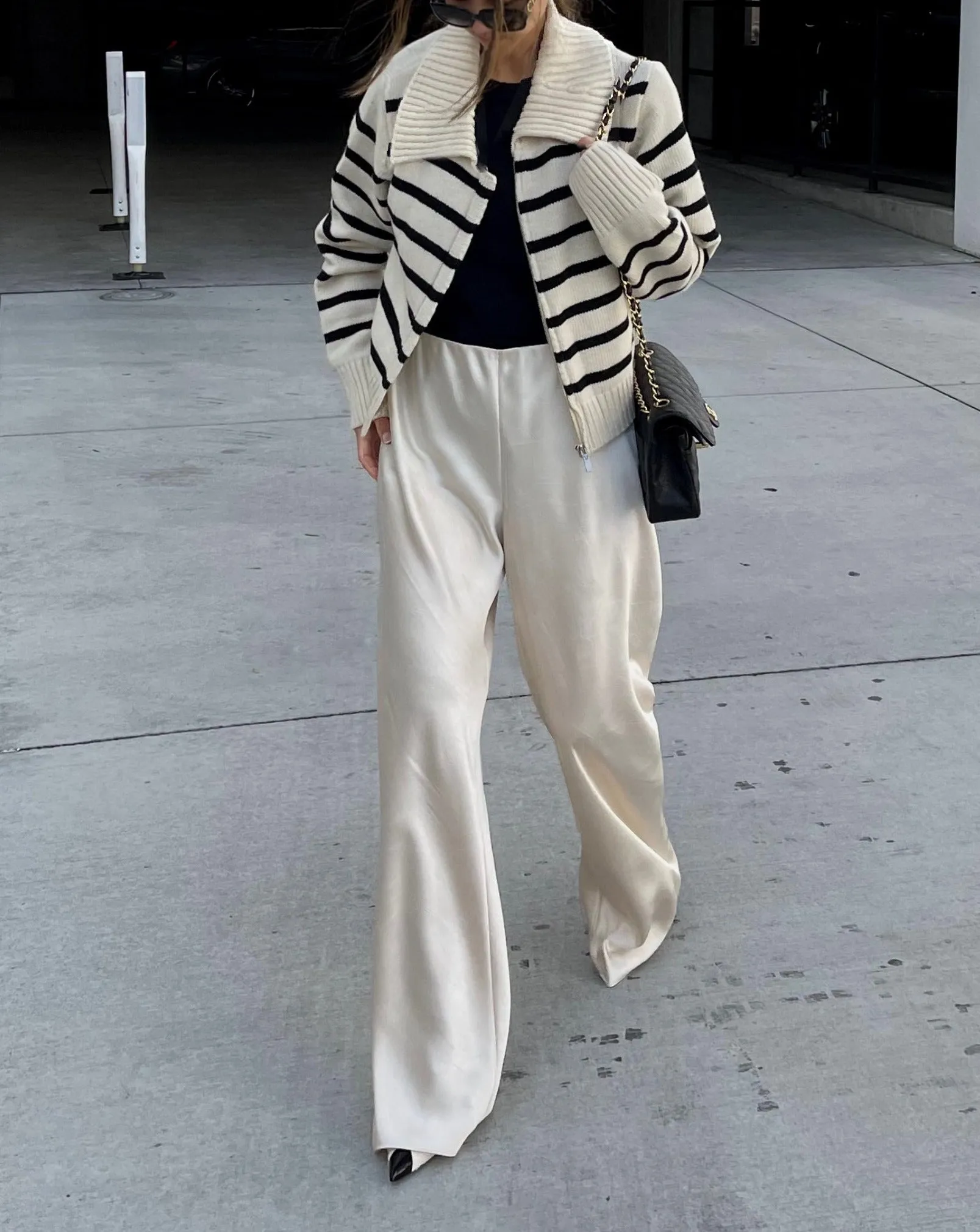 Striped Zip Cardigan Sweater