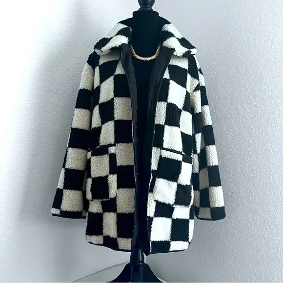 Stylish Double Take Checkered Button Front Coat