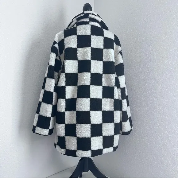 Stylish Double Take Checkered Button Front Coat