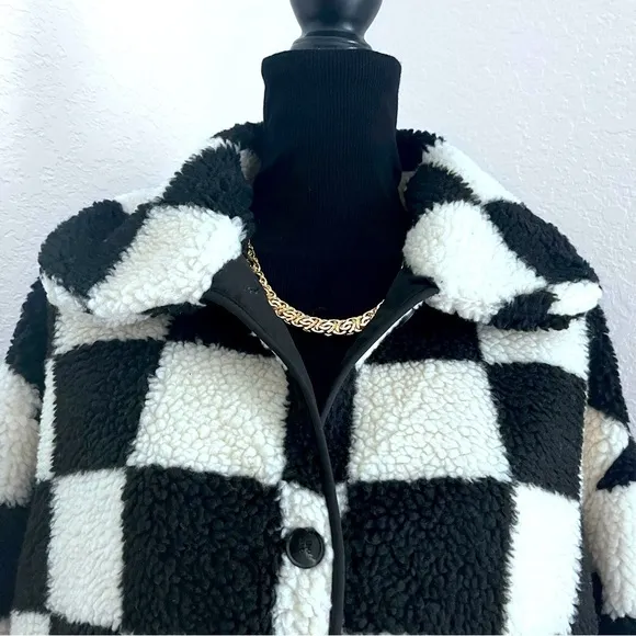 Stylish Double Take Checkered Button Front Coat
