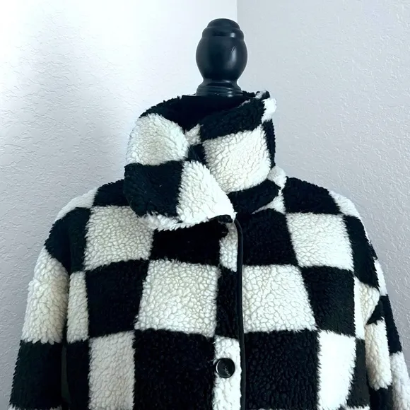 Stylish Double Take Checkered Button Front Coat