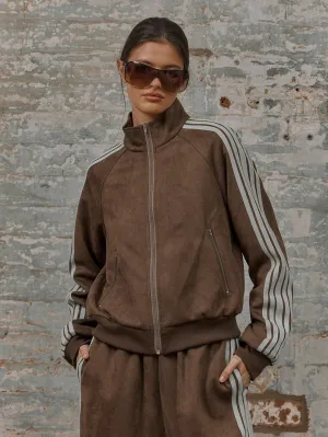 Stylish Zip-Through Track Jacket | High Collar & Stripe Detail