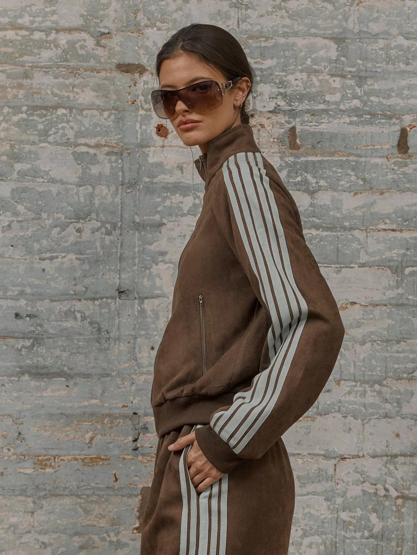 Stylish Zip-Through Track Jacket | High Collar & Stripe Detail