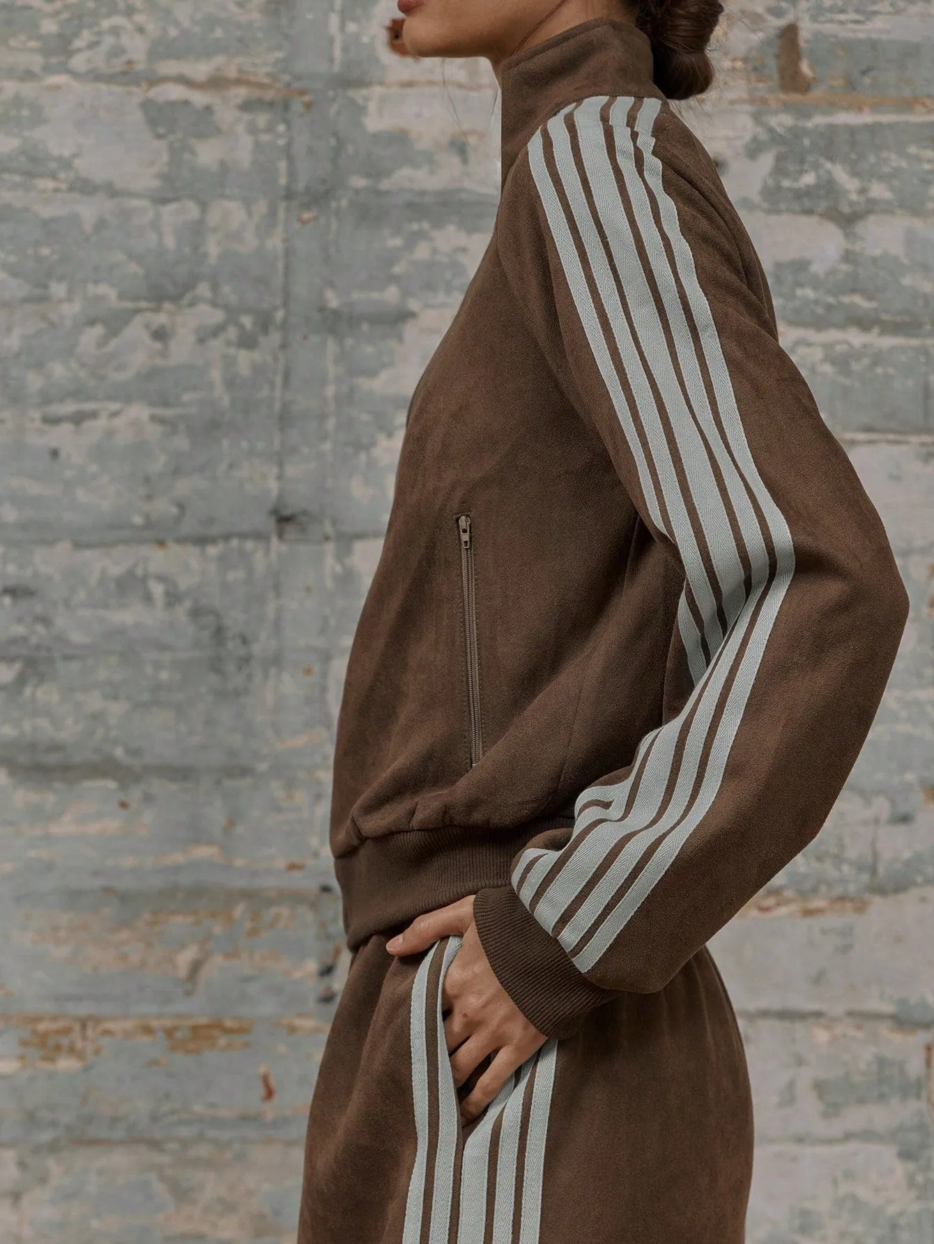 Stylish Zip-Through Track Jacket | High Collar & Stripe Detail
