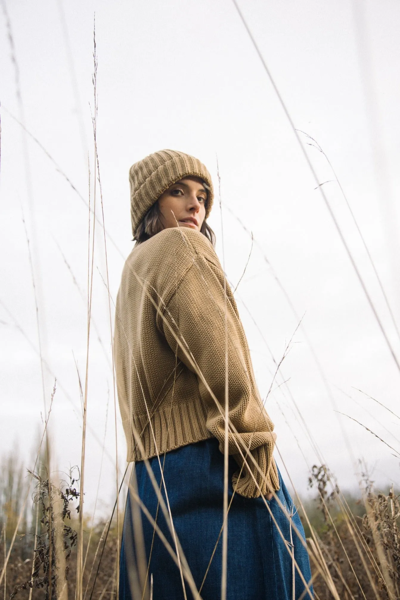 Sugi Organic Cotton Cardigan in Sand