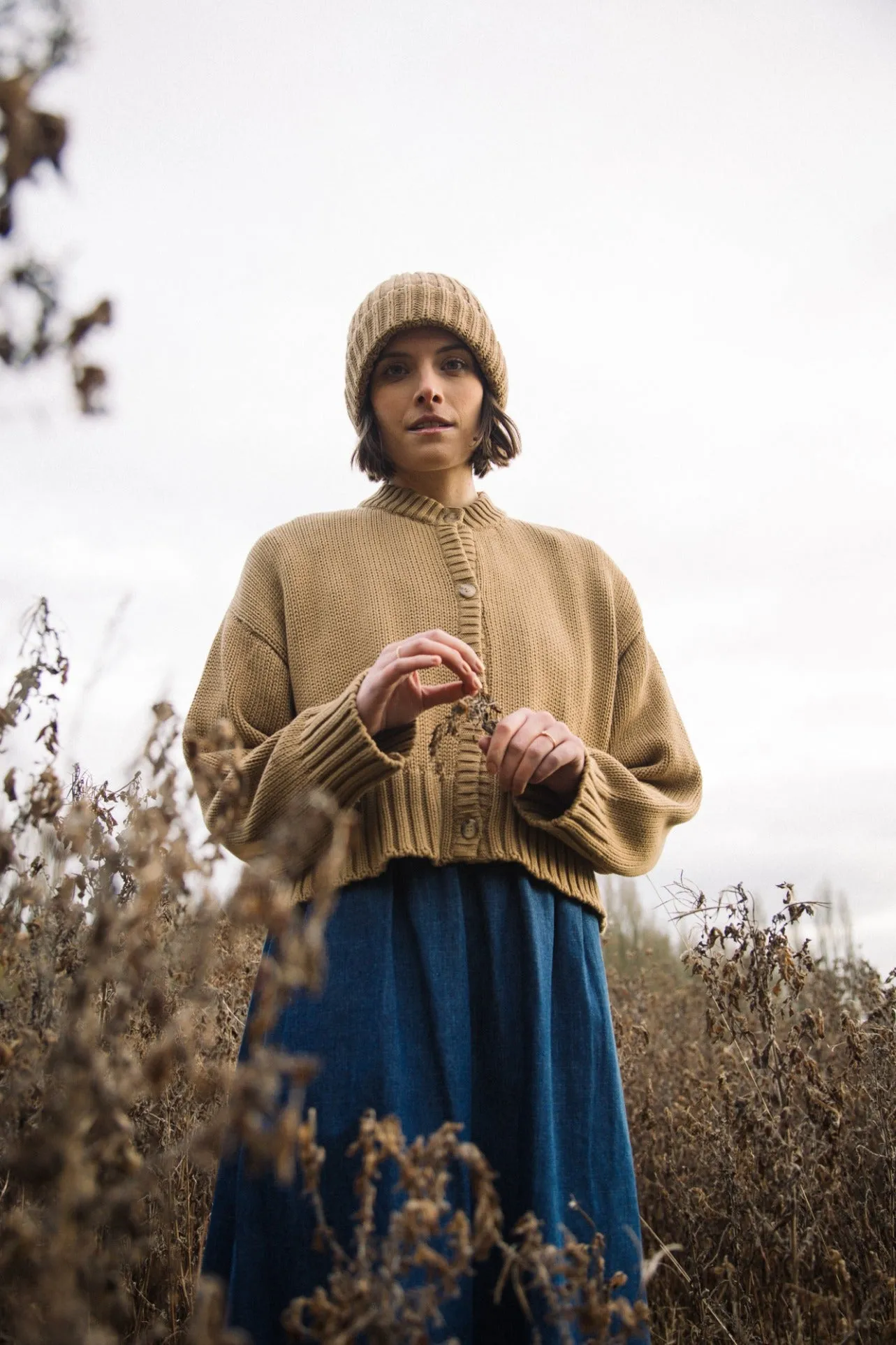 Sugi Organic Cotton Cardigan in Sand