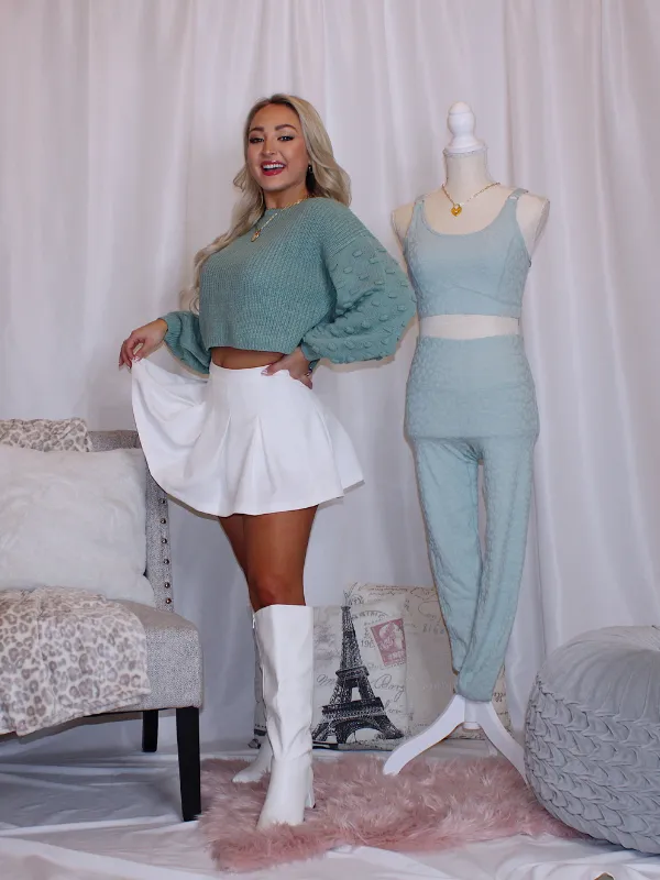 Sunday Brunch Textured Sleeve Sweater, Jade