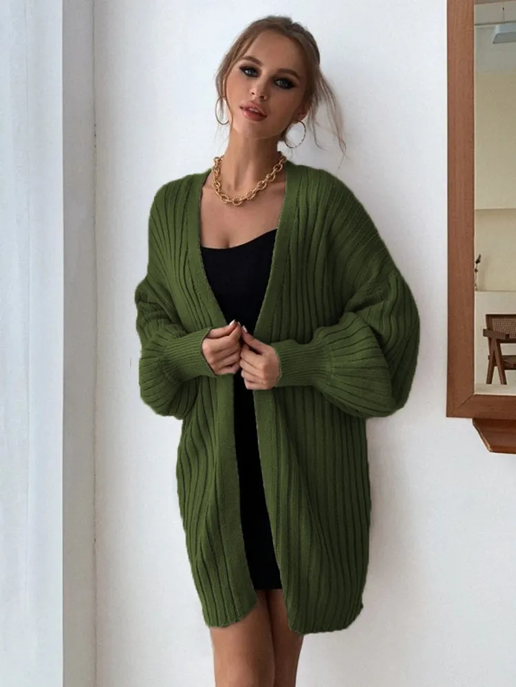Sunday Stroll Ribbed Knit Open Front Longline Cardigan