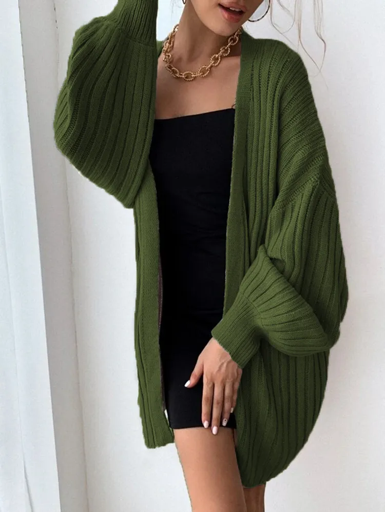 Sunday Stroll Ribbed Knit Open Front Longline Cardigan