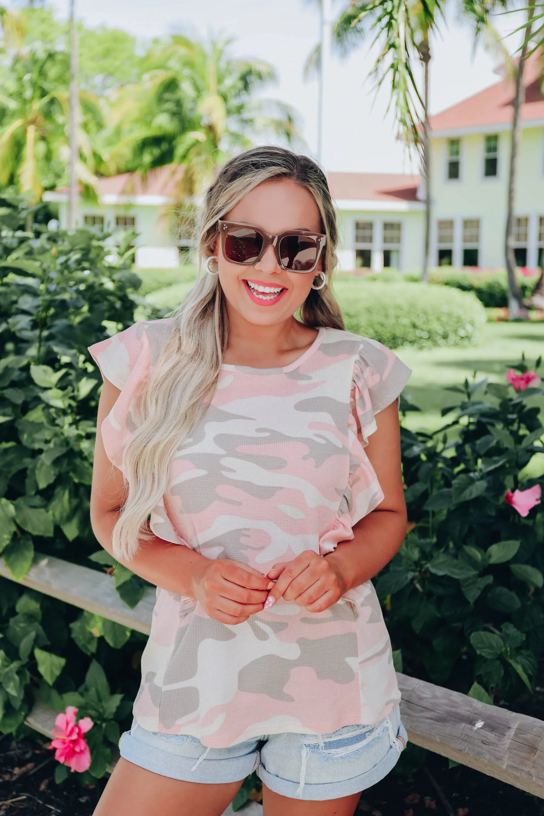 Sunset Camo Ruffle Tank