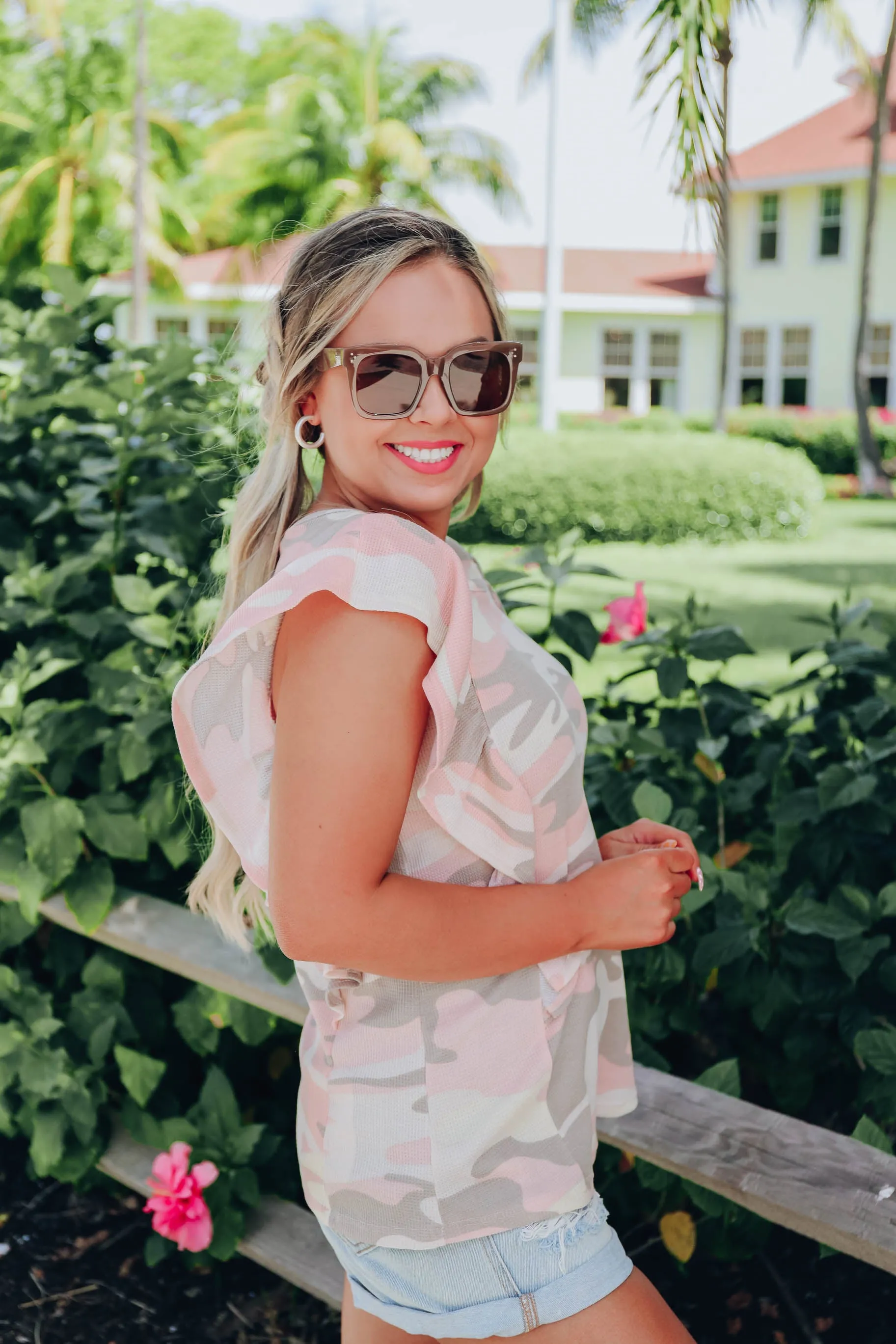 Sunset Camo Ruffle Tank