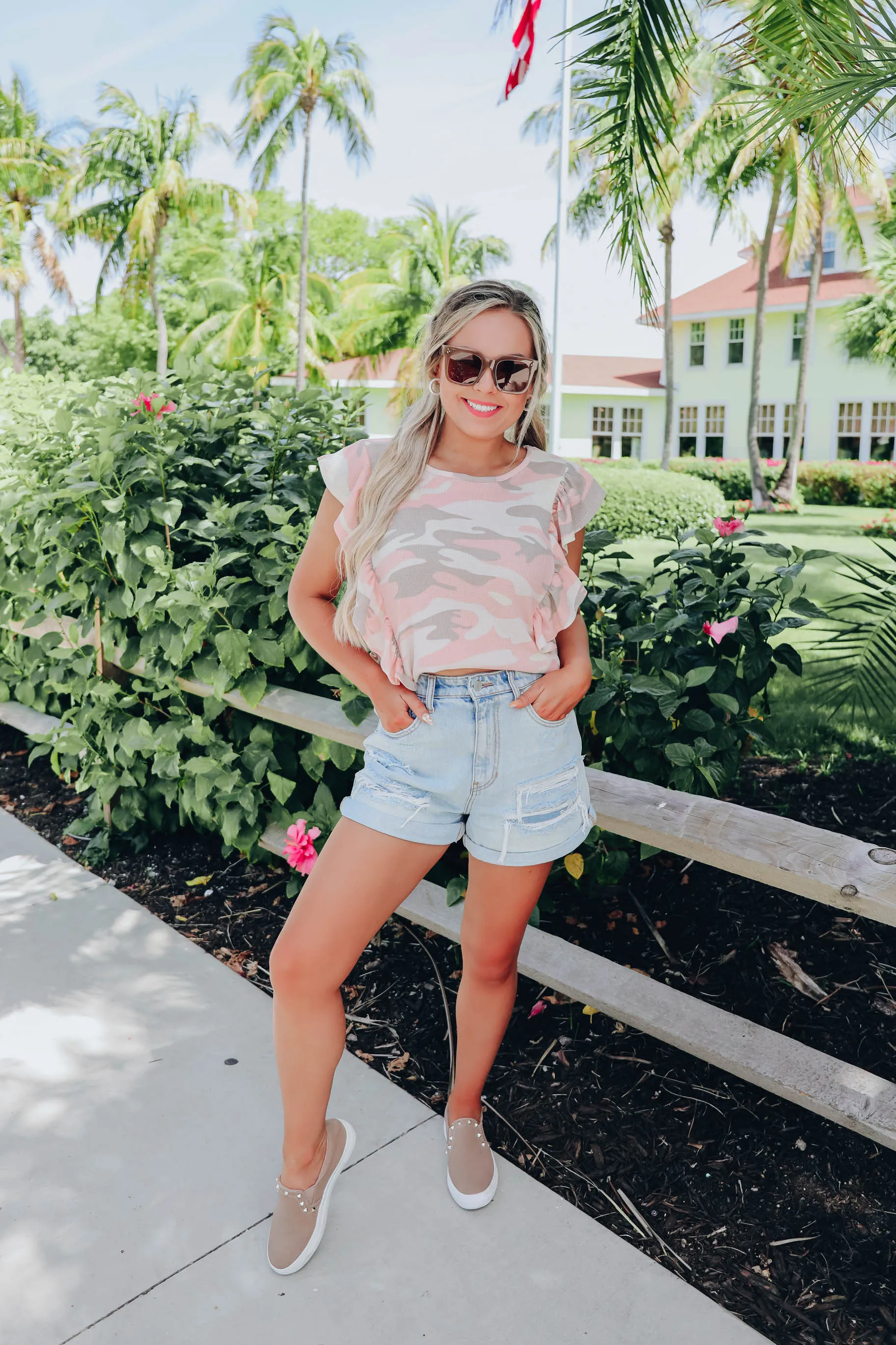 Sunset Camo Ruffle Tank