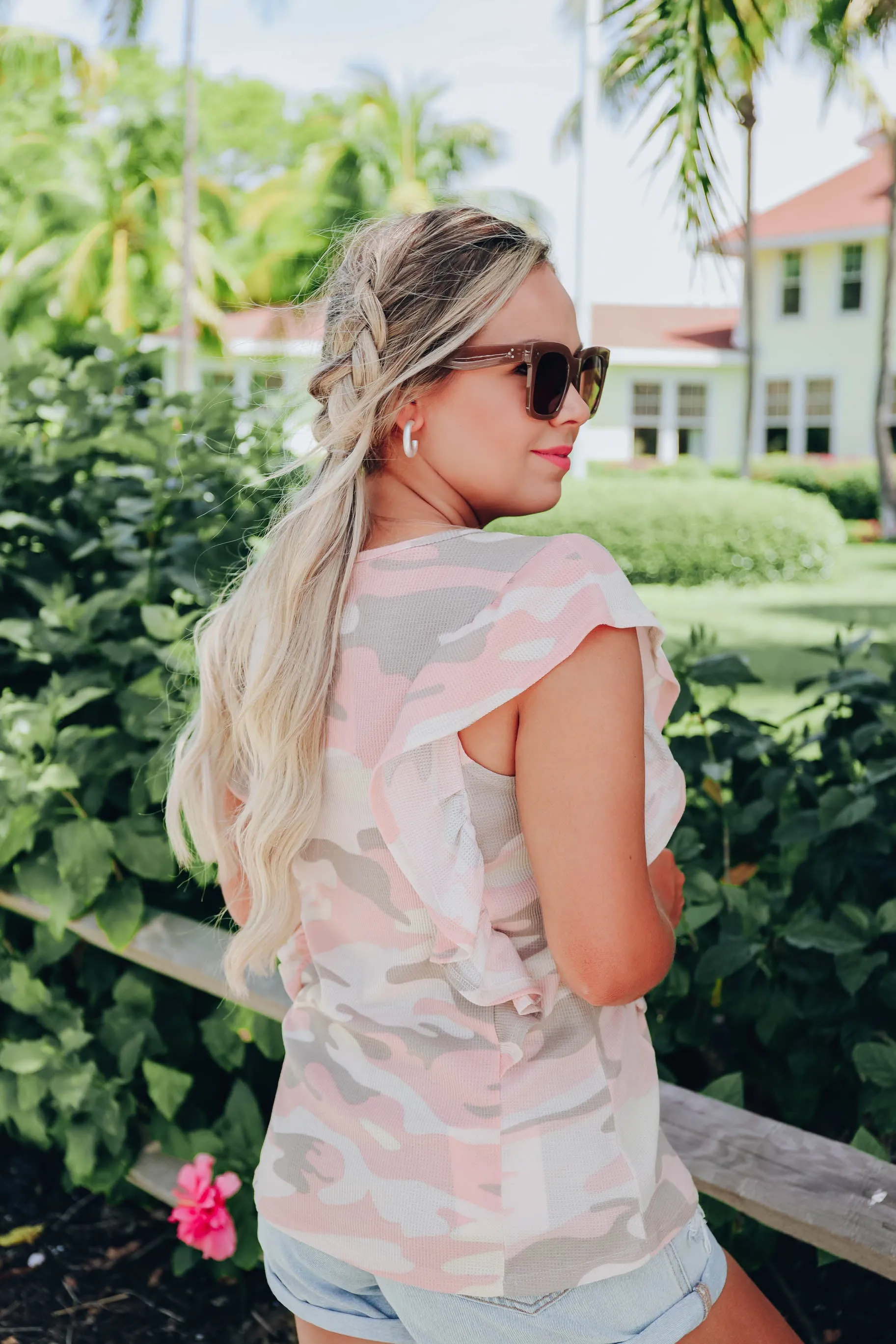 Sunset Camo Ruffle Tank