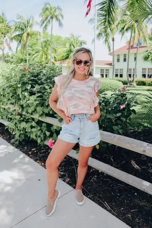 Sunset Camo Ruffle Tank