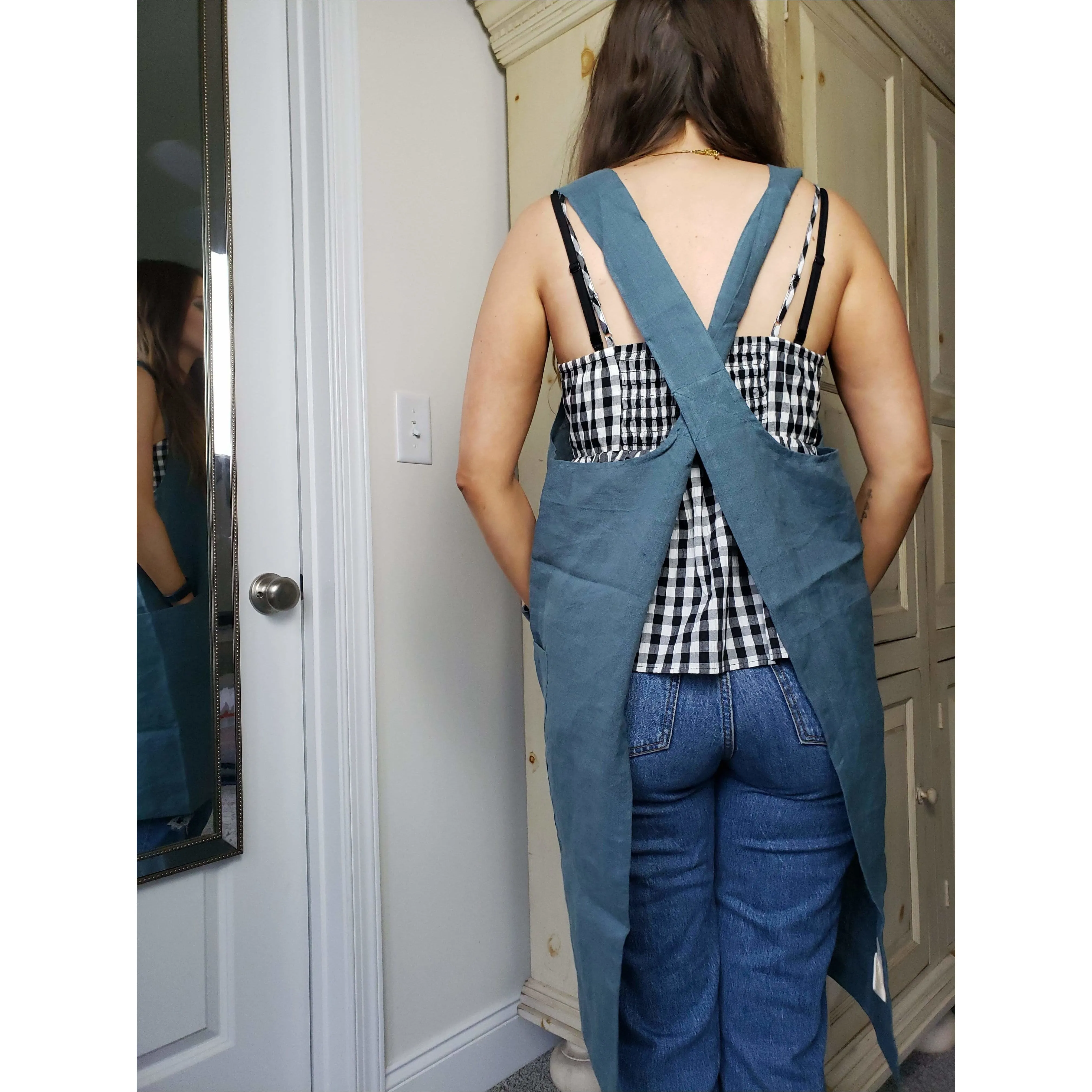 Sunset Park Pinafore Apron - Ocean Green