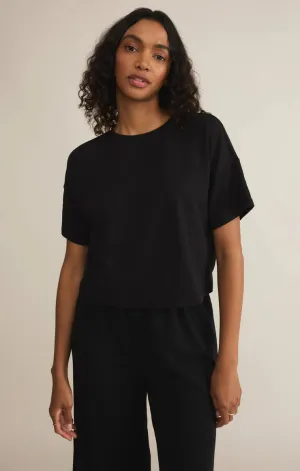 Sway Textured Cropped Tee-Black