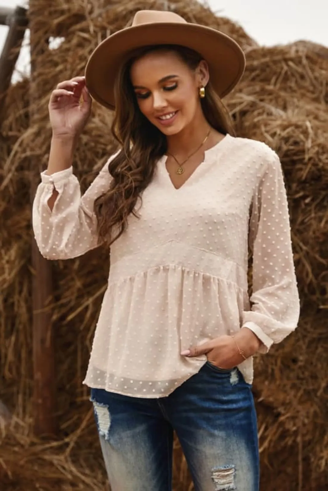 Swiss Dot Babydoll Top - Size Large (Final Sale)