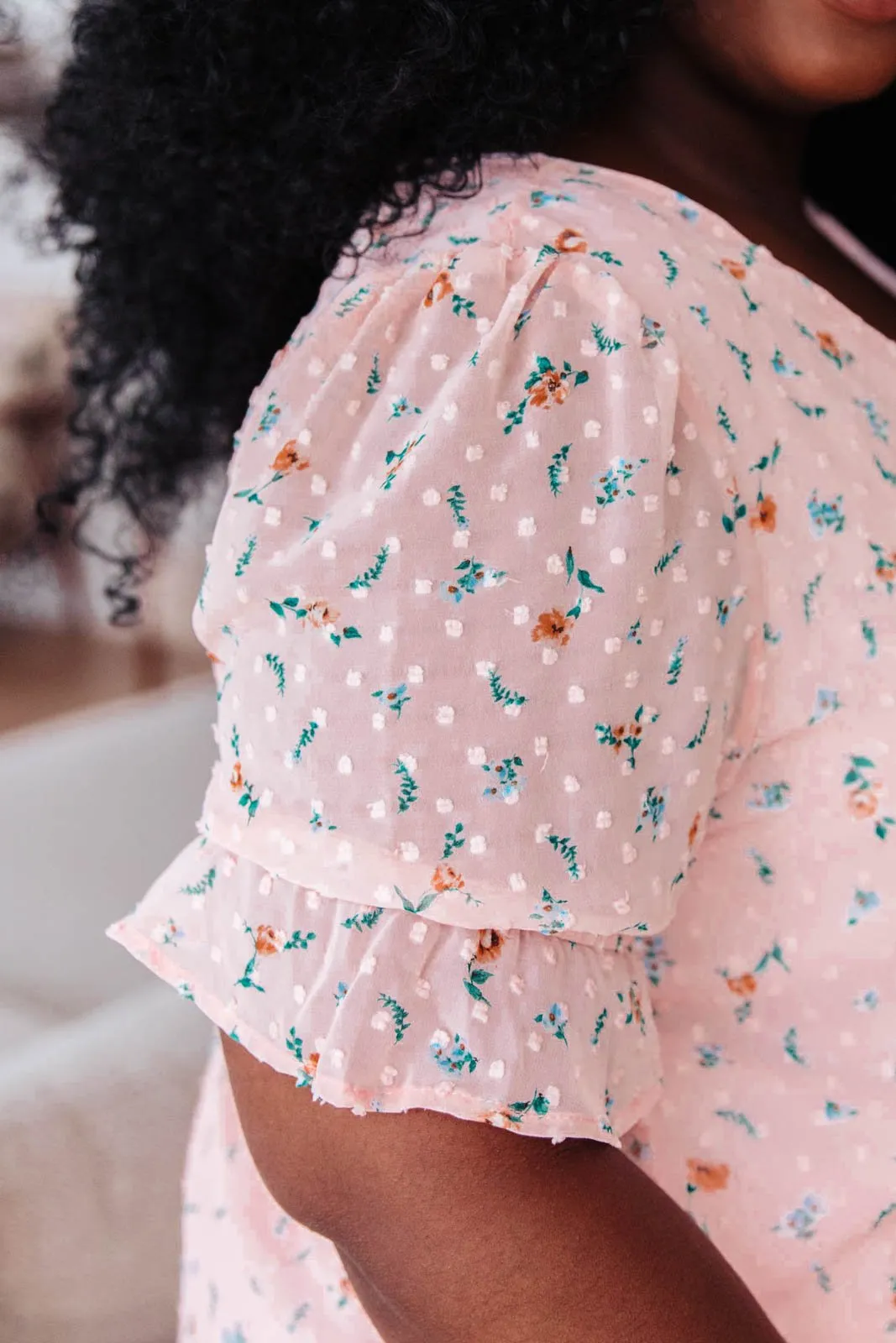 Swiss Dot Top In Blush