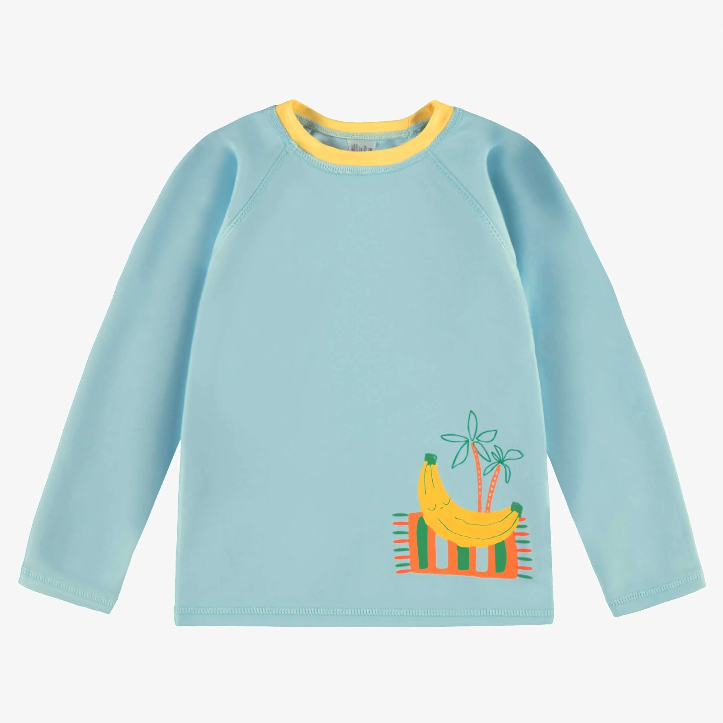 T-shirt de bain bleu avec illustration, enfant || Blue swim T-shirt with illustration, child