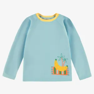 T-shirt de bain bleu avec illustration, enfant || Blue swim T-shirt with illustration, child