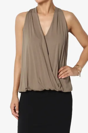 Tackle Halter Wrap Crepe Knit Top