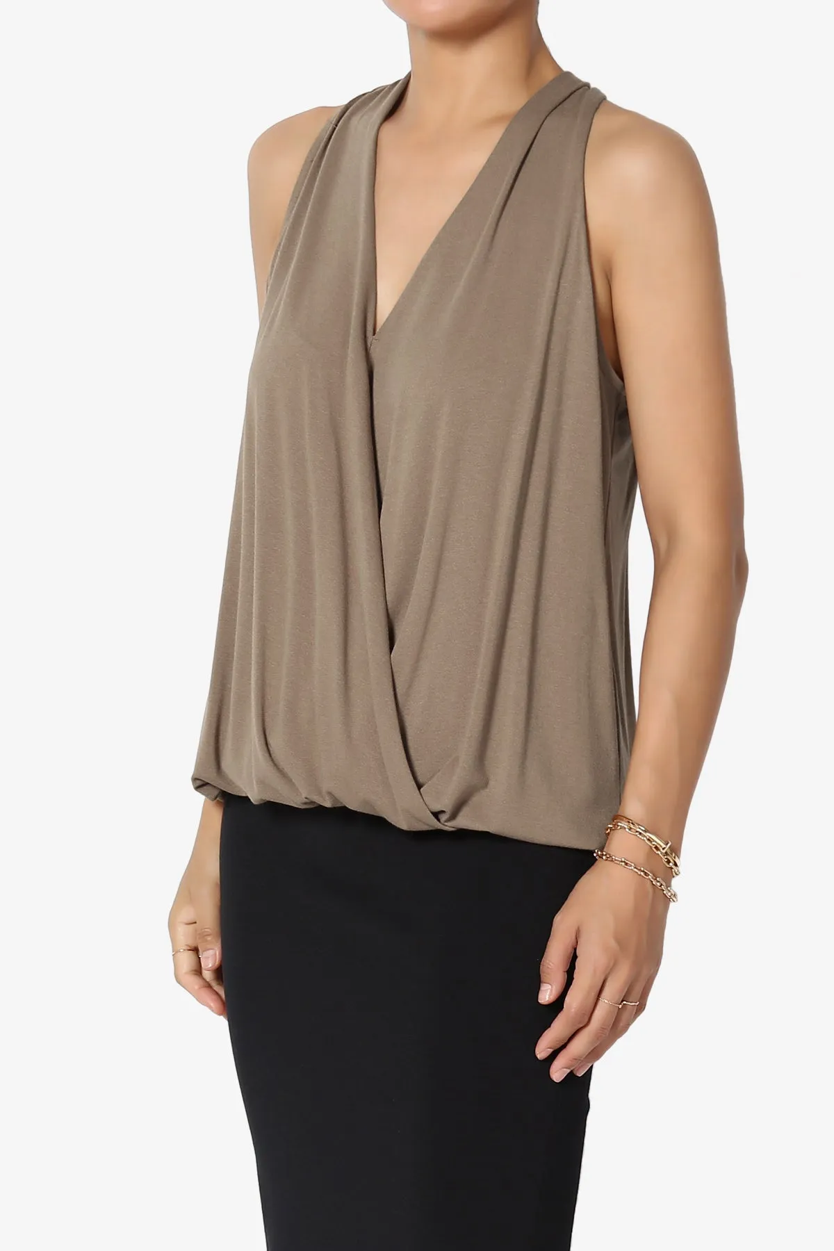 Tackle Halter Wrap Crepe Knit Top