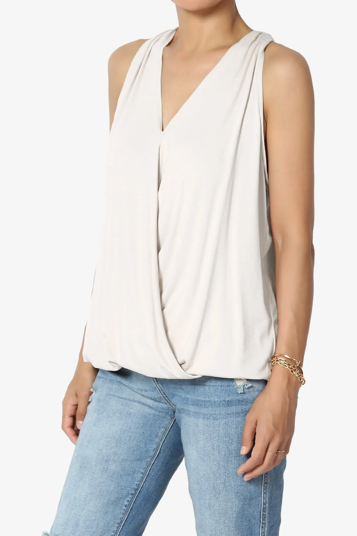 Tackle Halter Wrap Crepe Knit Top