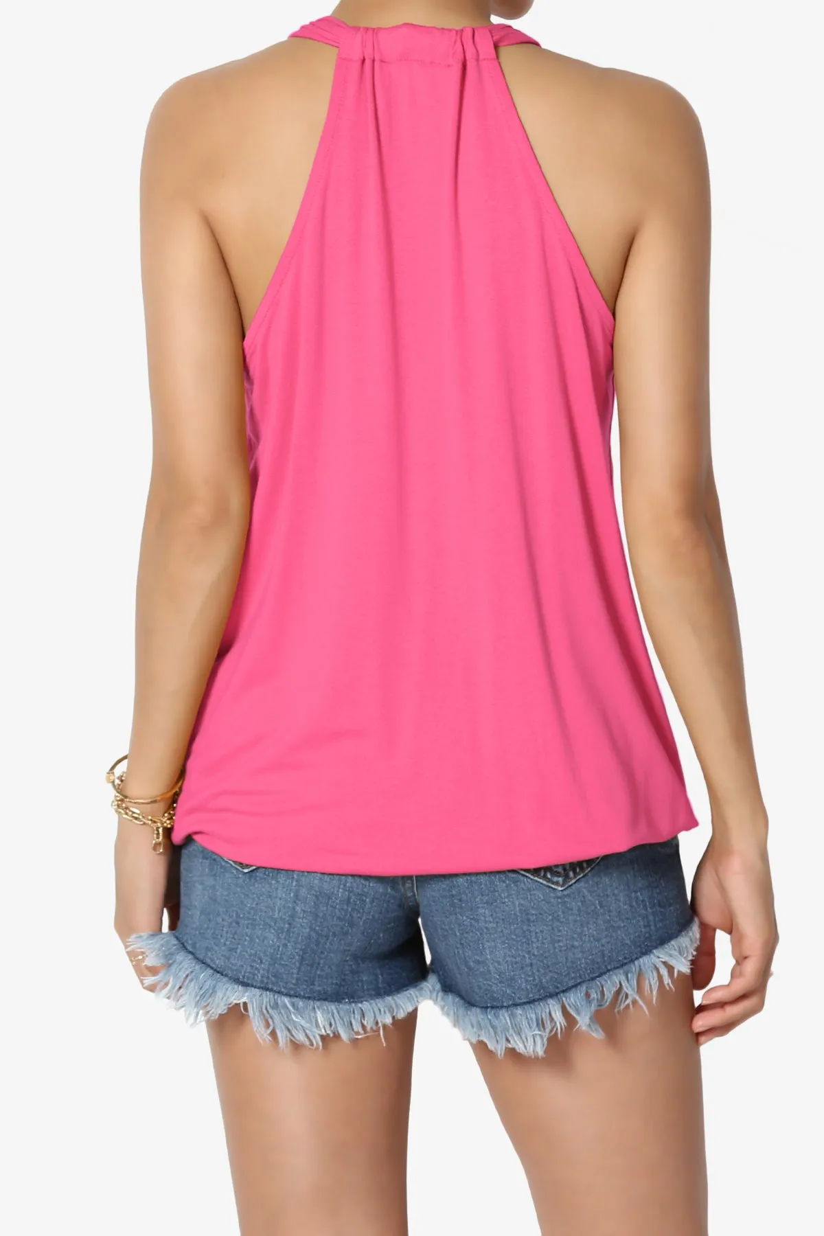 Tackle Halter Wrap Crepe Knit Top