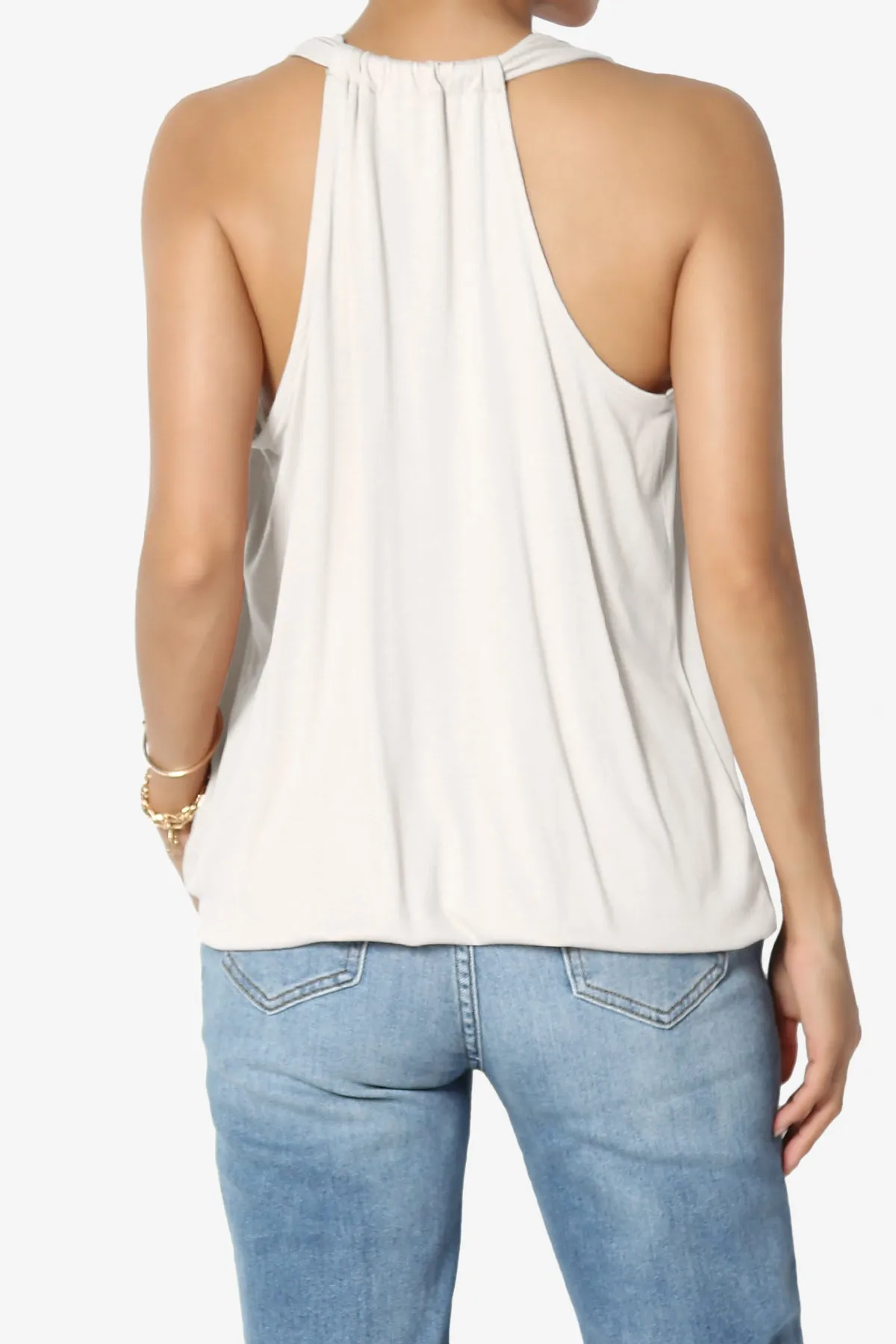 Tackle Halter Wrap Crepe Knit Top