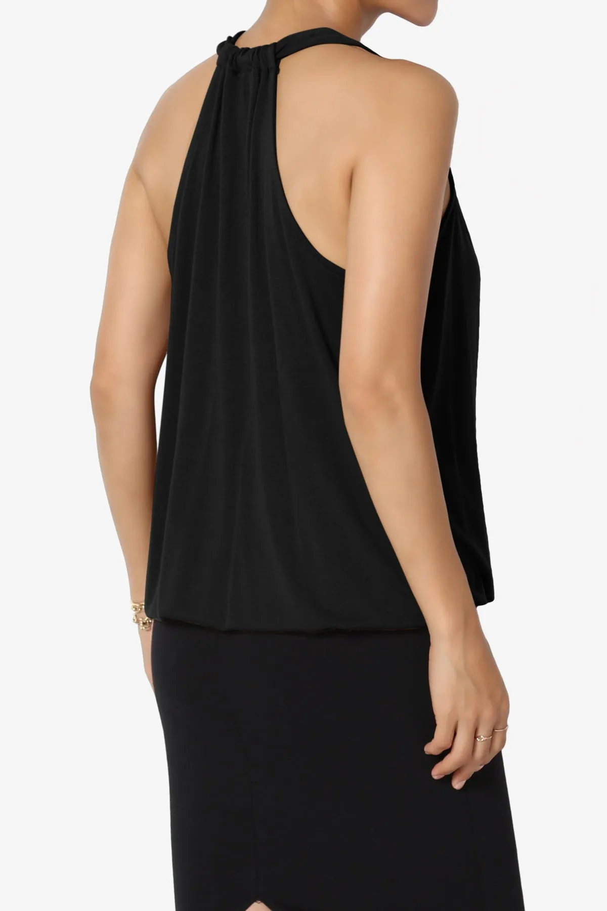 Tackle Halter Wrap Crepe Knit Top