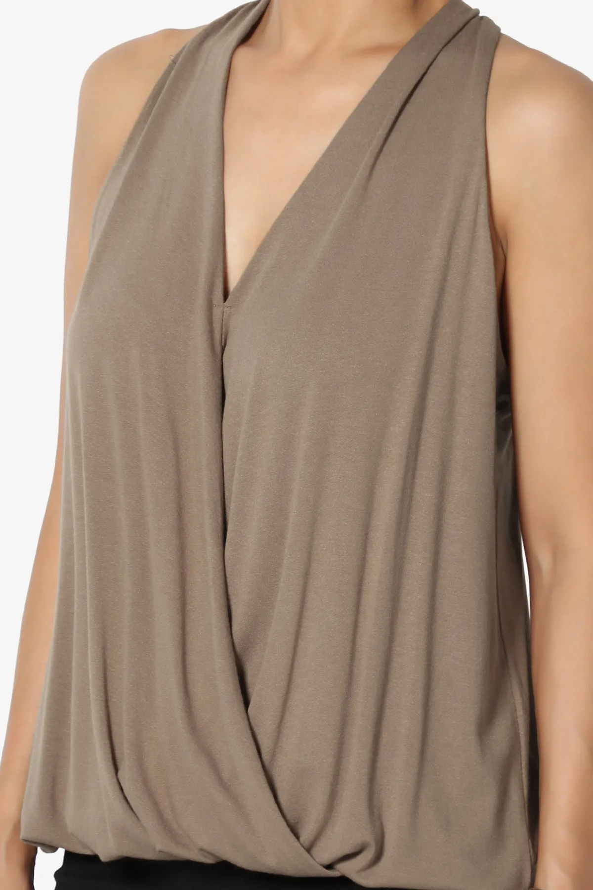 Tackle Halter Wrap Crepe Knit Top