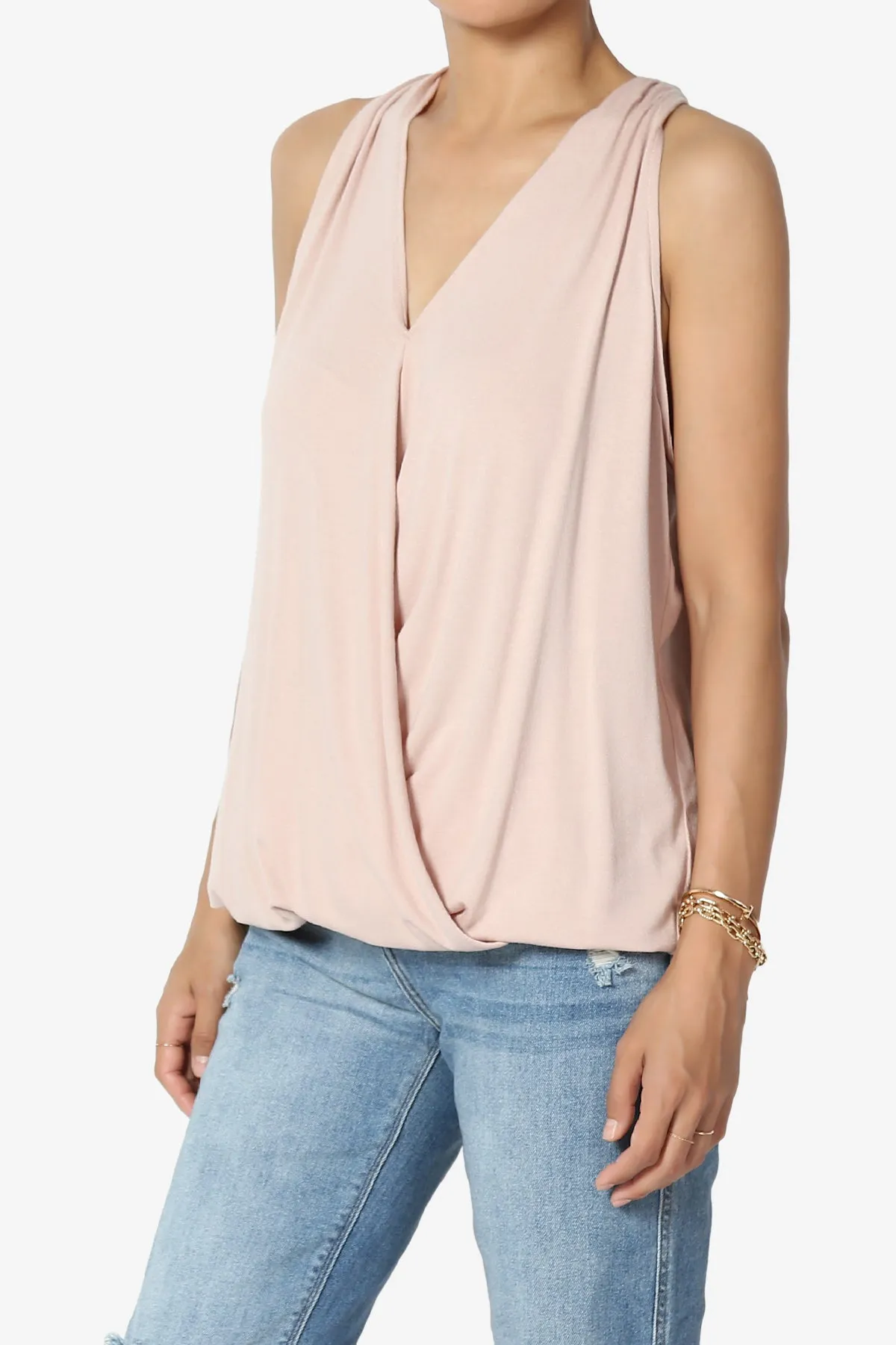 Tackle Halter Wrap Crepe Knit Top