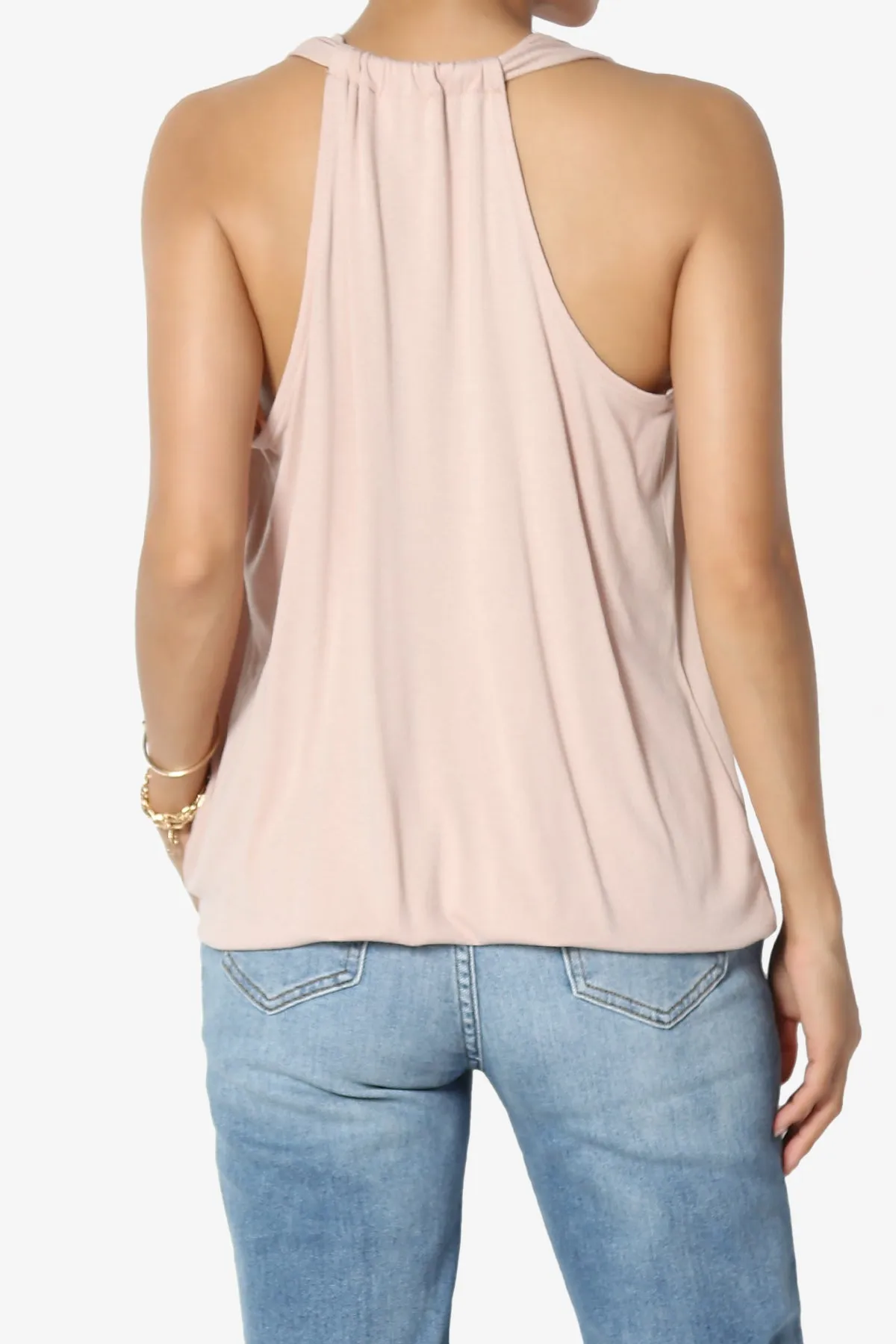 Tackle Halter Wrap Crepe Knit Top