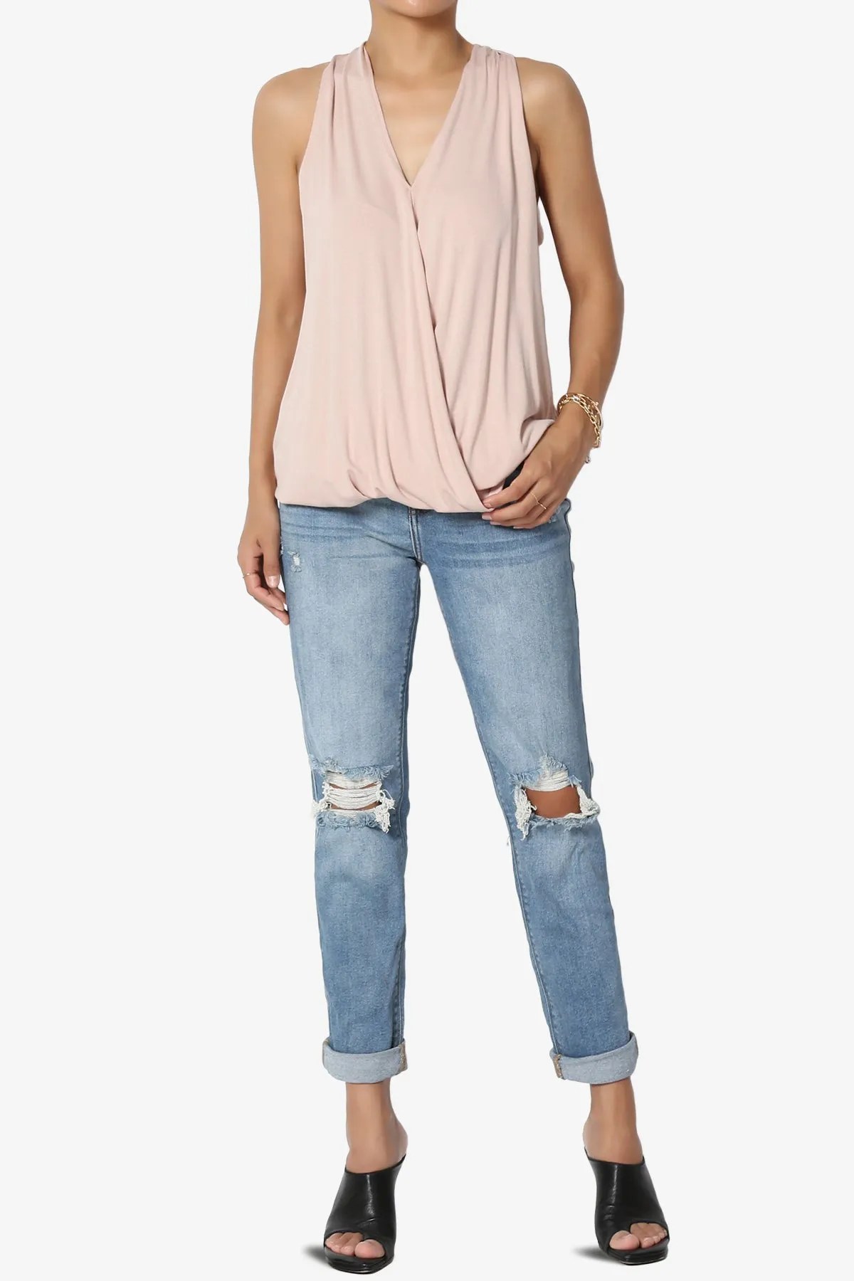 Tackle Halter Wrap Crepe Knit Top