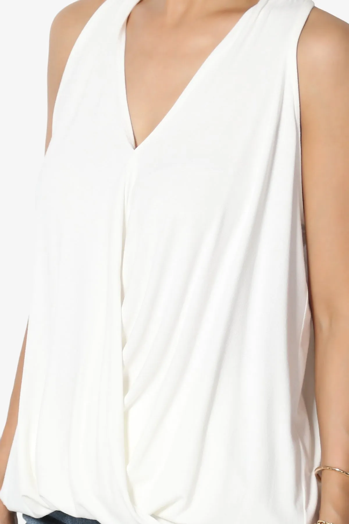 Tackle Halter Wrap Crepe Knit Top