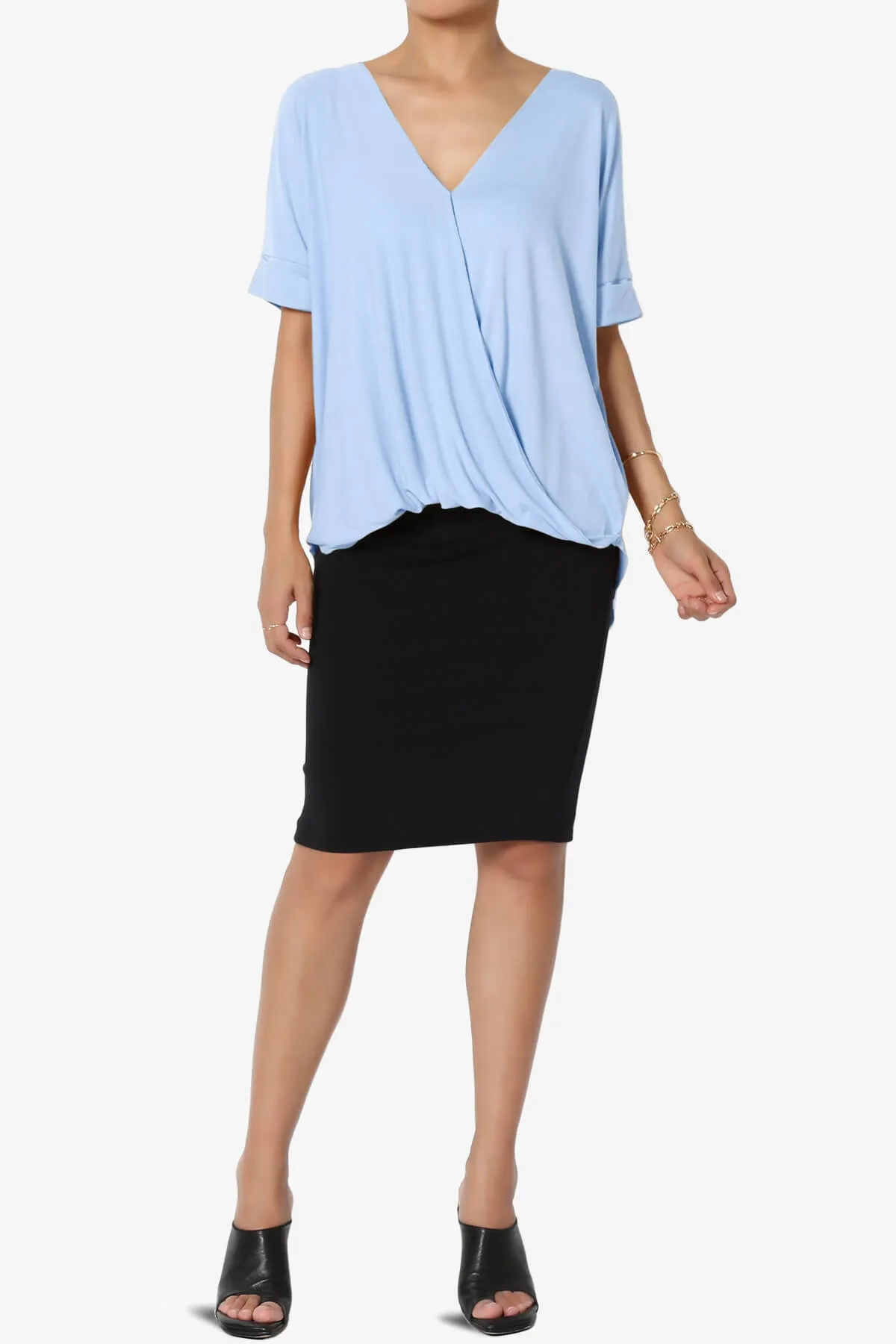 Tackle Wrap Hi-Low Crepe Knit Top PLUS