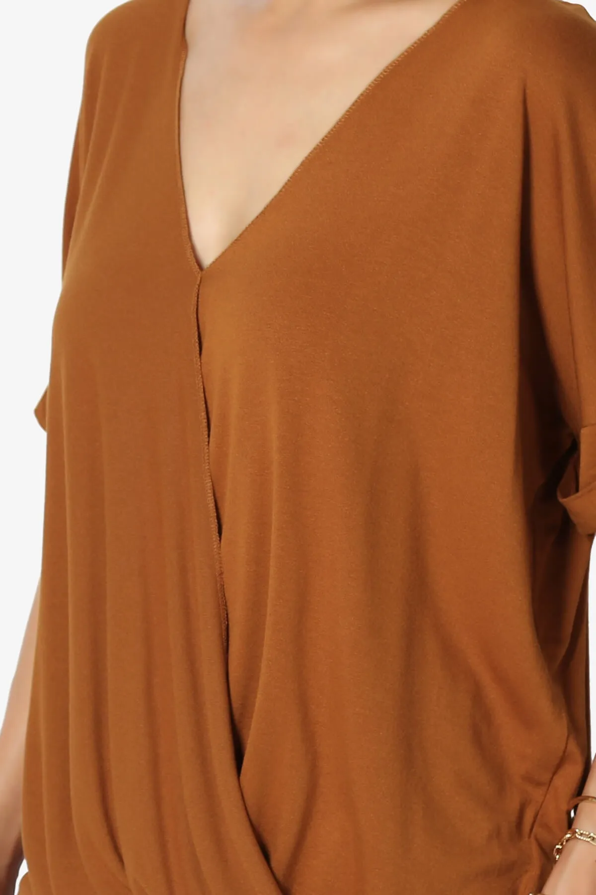 Tackle Wrap Hi-Low Crepe Knit Top PLUS