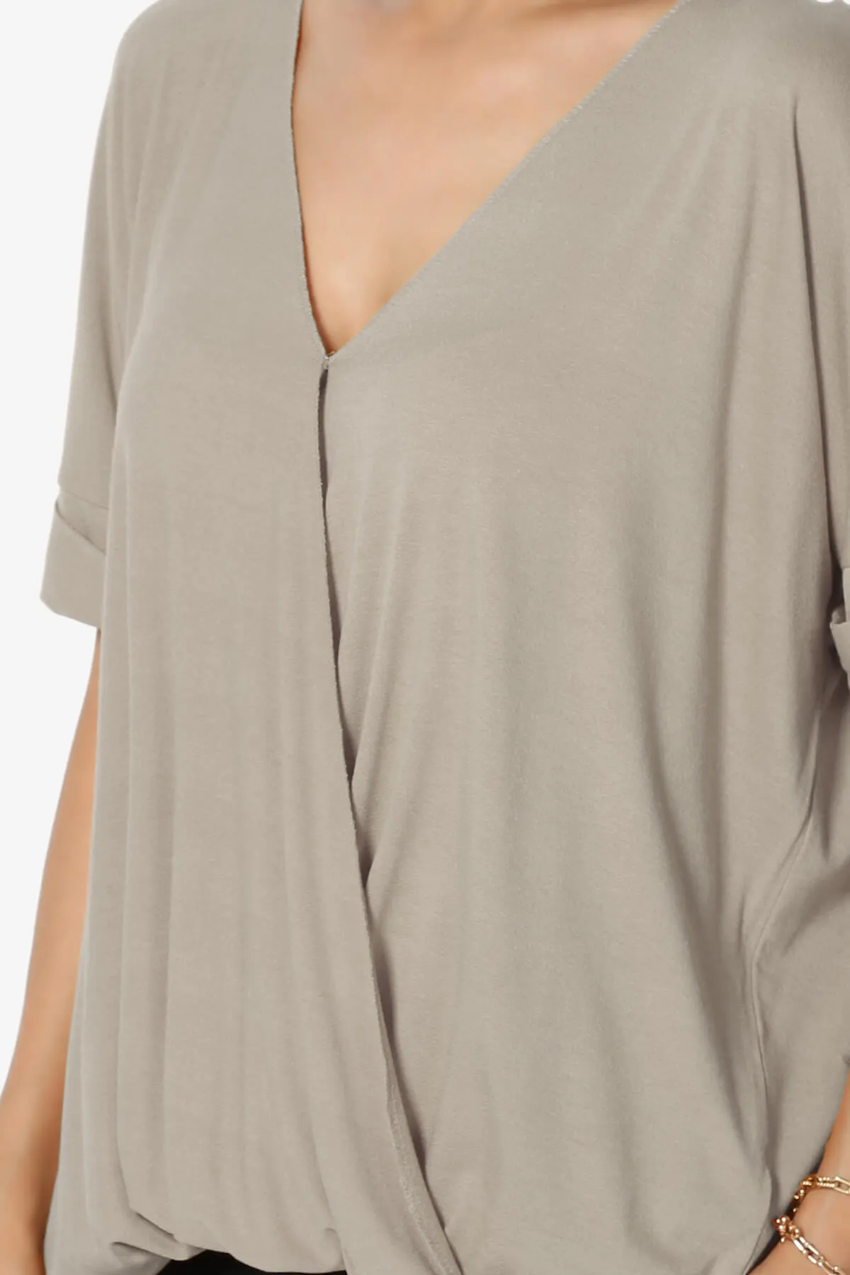 Tackle Wrap Hi-Low Crepe Knit Top PLUS