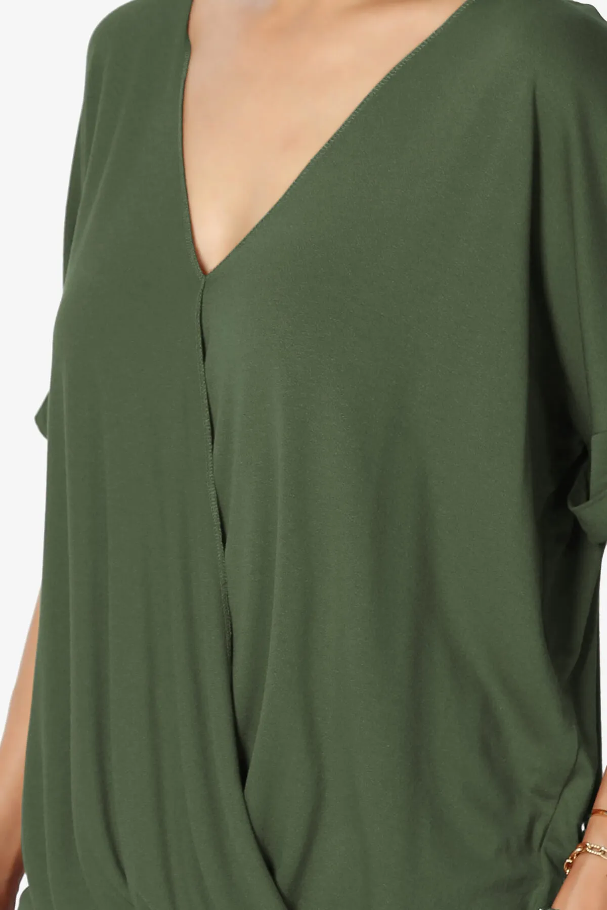 Tackle Wrap Hi-Low Crepe Knit Top PLUS
