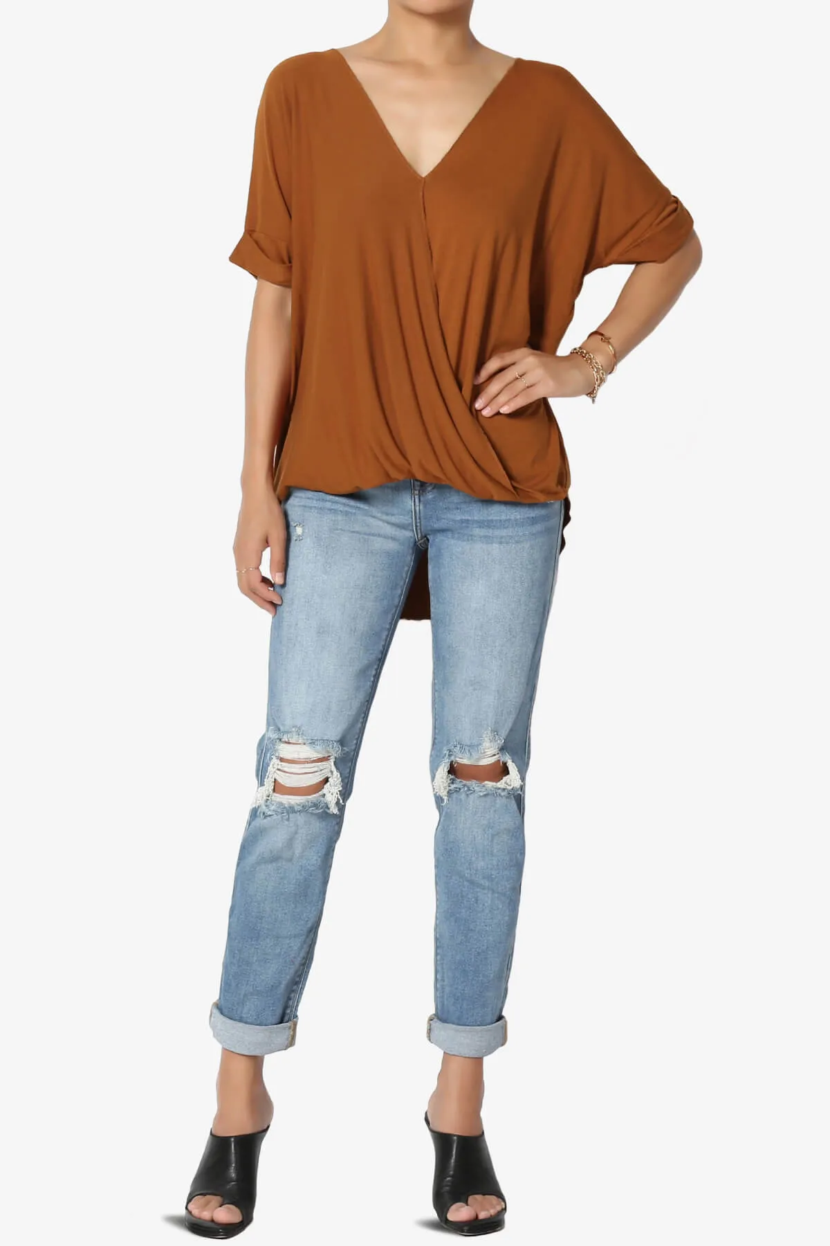 Tackle Wrap Hi-Low Crepe Knit Top PLUS