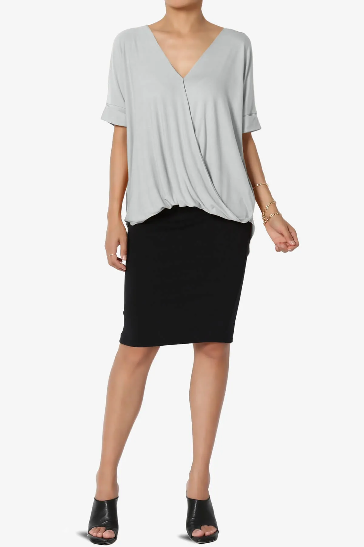 Tackle Wrap Hi-Low Crepe Knit Top PLUS