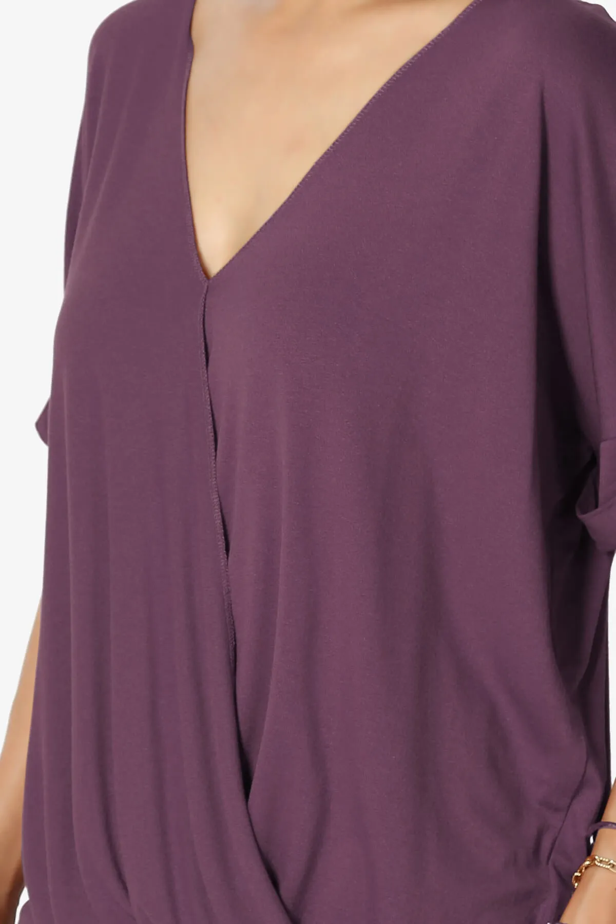 Tackle Wrap Hi-Low Crepe Knit Top PLUS